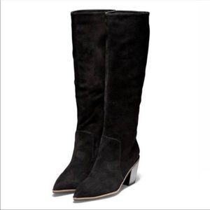 BRAND NEW WITH BOX. Cole Haan black suede high boot size 6